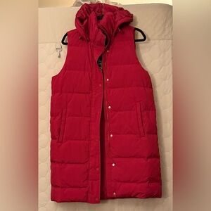 Lands' End Hooded Long Runs Large Down Vest